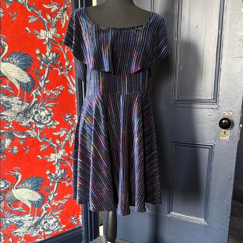 Blackmilk Navy Rainbow Glitter Dress L